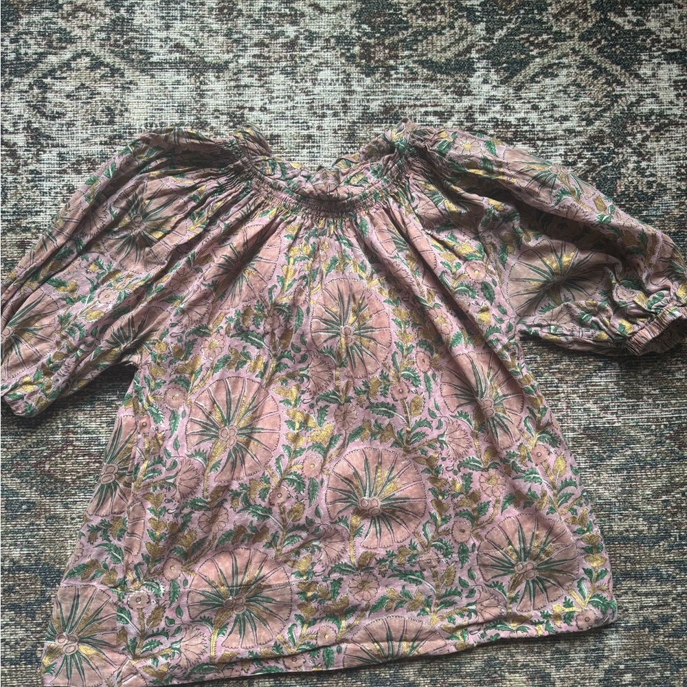 Oliphant Pink and Green Floral Top